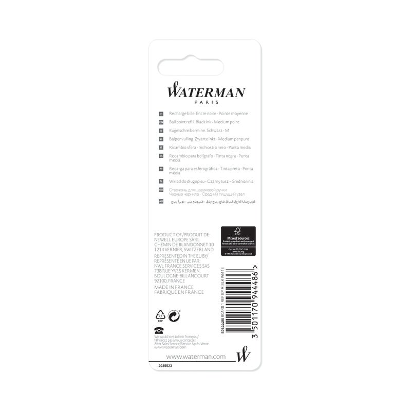 Waterman Ballpoint Pen Refill, Medium Point, 0.7 mm, Black - Image 3
